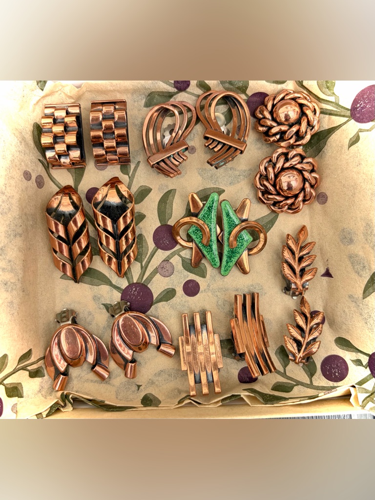 Lot Of 8 Vintage Pair Renoir Earrings Copper Clip Earrings 1 Is Matisse 75$